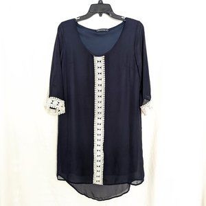 Fortuity Navy Dress with White Trim